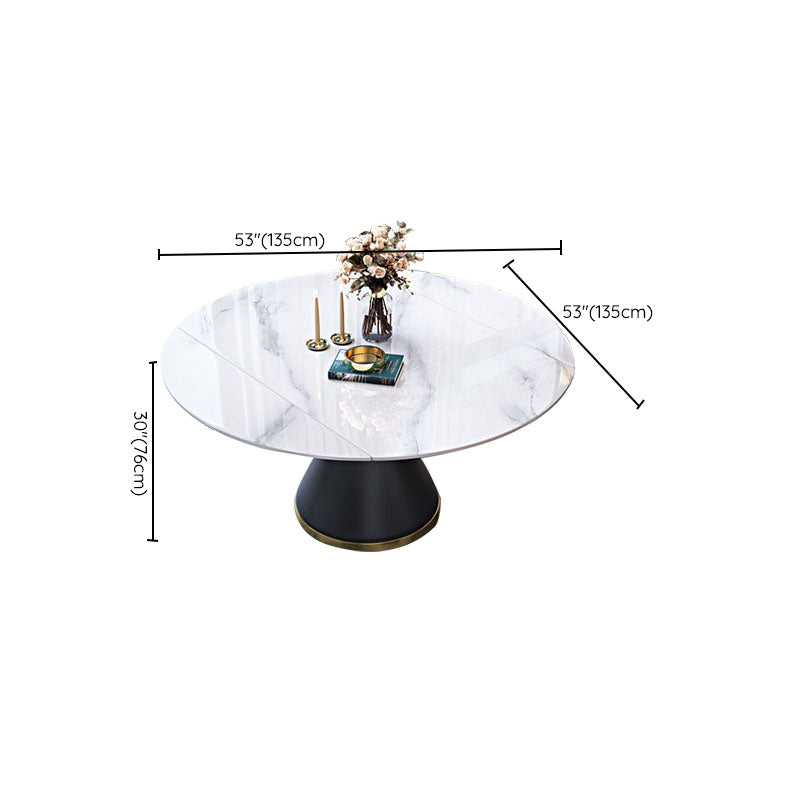 Metal Pedestal Dining Table Extendable Table for Kitchen Dining Room Clearhalo 'Dining Tables & Seating' 'Dining Tables' 'dining_table' 'furn' 'furn_dining_table' 'Furniture' 'Kitchen & Dining Furniture' 7073280