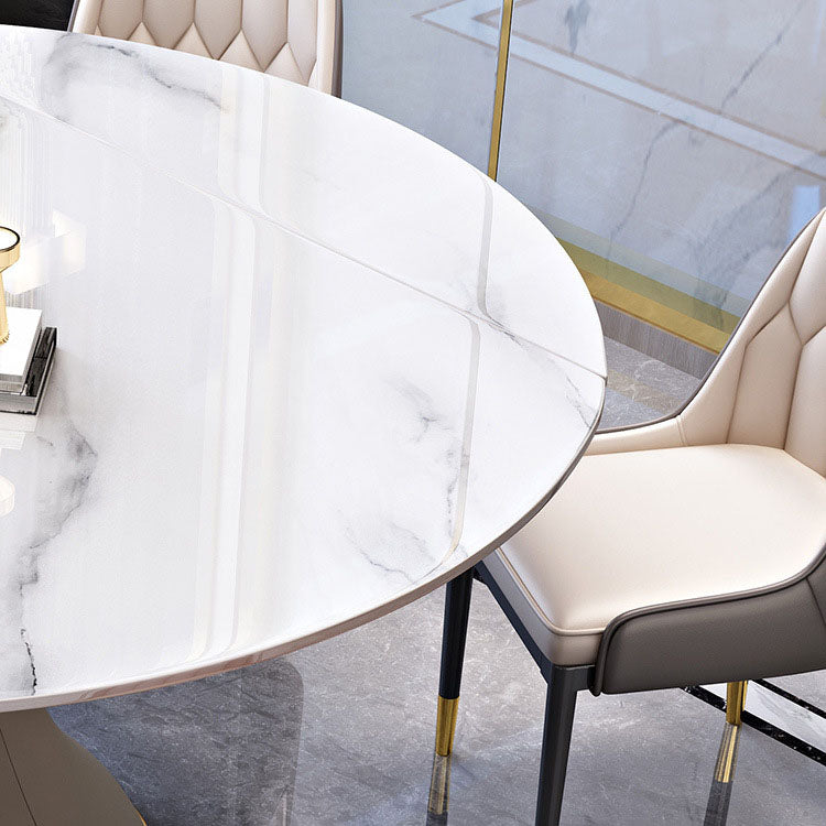 Metal Dining Table Extendable Pedestal Dining Table for Kitchen