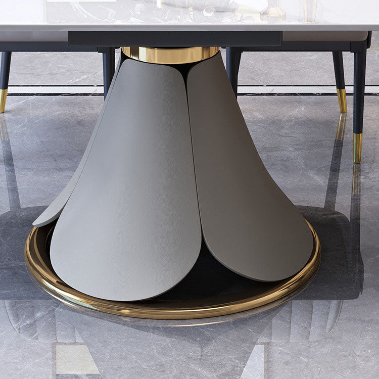Metal Dining Table Extendable Pedestal Dining Table for Kitchen