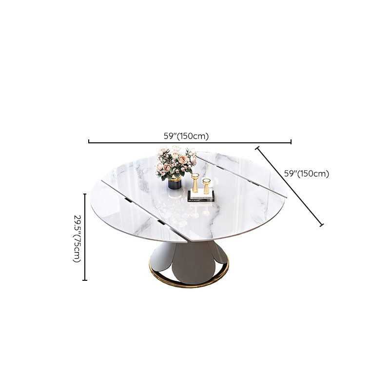 Metal Dining Table Extendable Pedestal Dining Table for Kitchen
