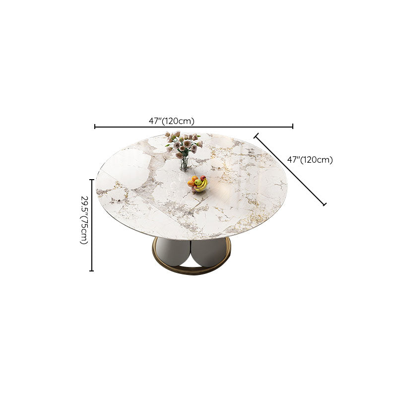 Metal Dining Table Extendable Pedestal Dining Table for Kitchen