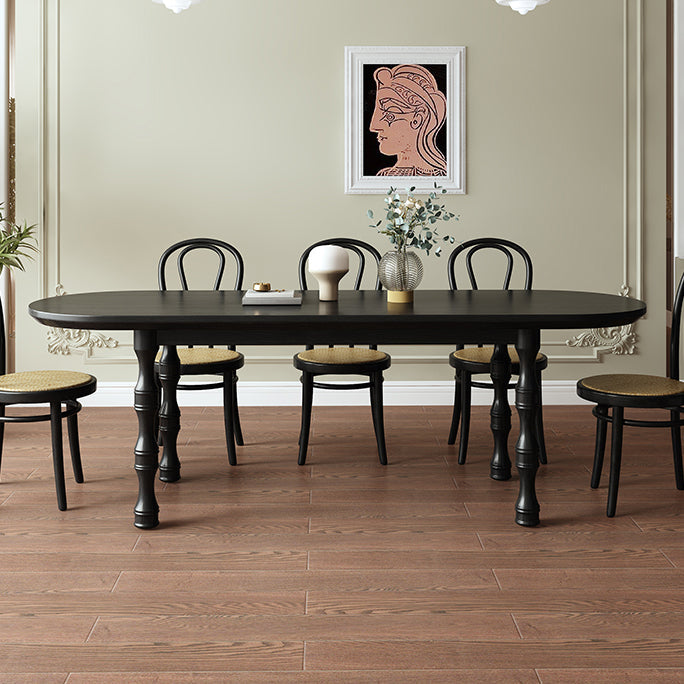 Moderne eetkamer eettafel houten eettafel met 4 poten in zwart