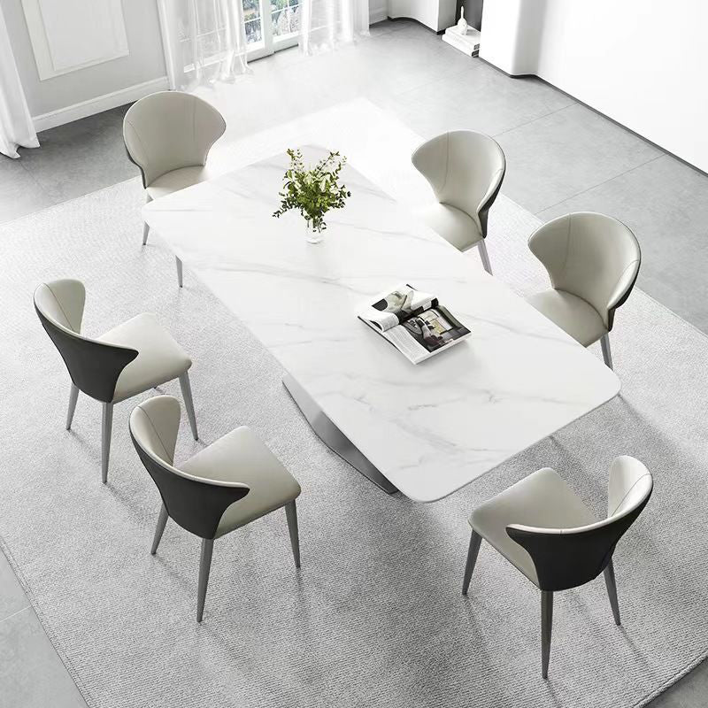 Table de salle à manger de style moderne Table de dîner en pierre rectangulaire en blanc