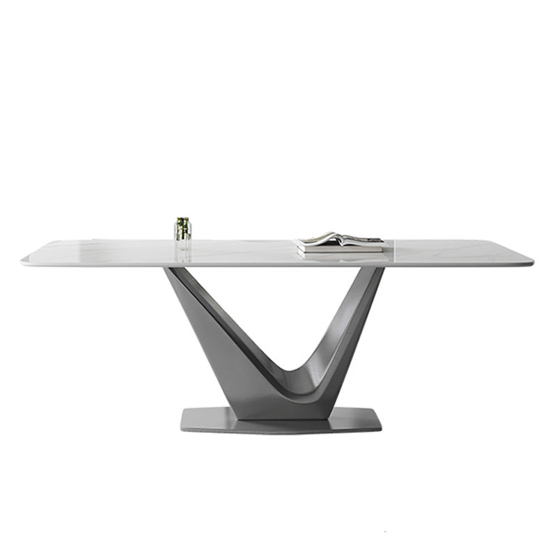 Table de salle à manger de style moderne Table de dîner en pierre rectangulaire en blanc
