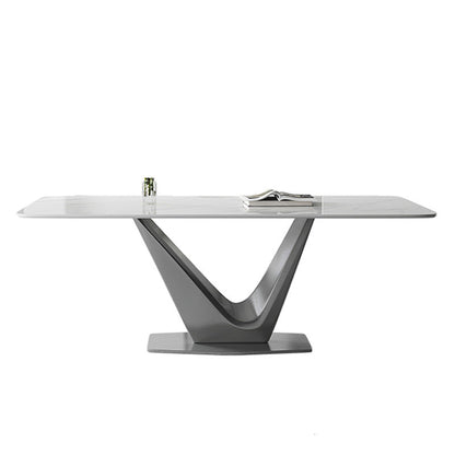 Table de salle à manger de style moderne Table de dîner en pierre rectangulaire en blanc