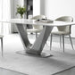 Table de salle à manger de style moderne Table de dîner en pierre rectangulaire en blanc