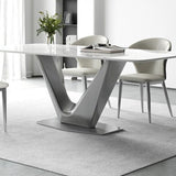 Table de salle à manger de style moderne Table de dîner en pierre rectangulaire en blanc
