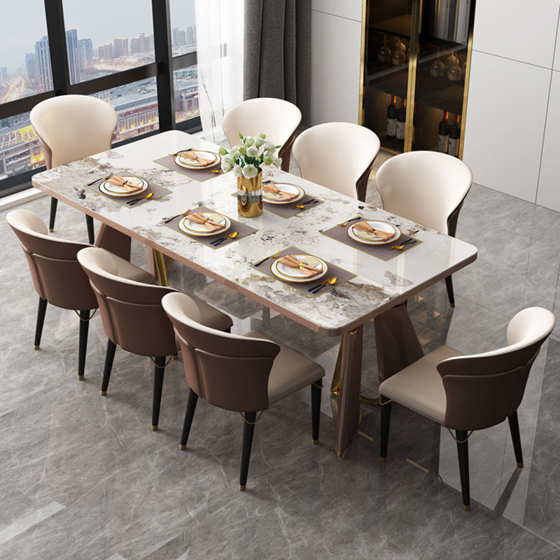 Glam Style Eetkamertafel Stenen Rechthoekige Eettafel in Wit