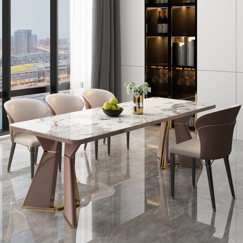 Glam Style Eetkamertafel Stenen Rechthoekige Eettafel in Wit