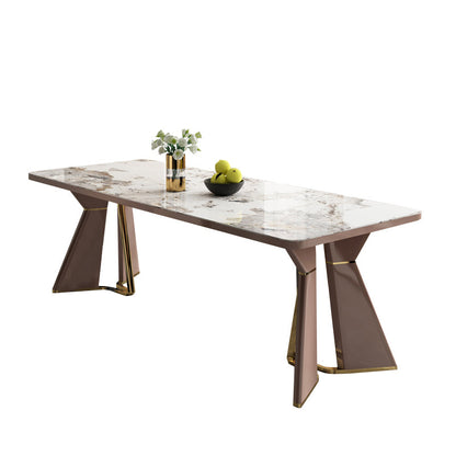 Glam Style Eetkamertafel Stenen Rechthoekige Eettafel in Wit