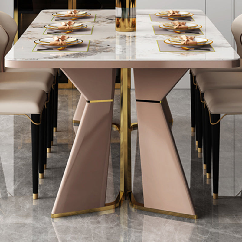 Glam Style Eetkamertafel Stenen Rechthoekige Eettafel in Wit