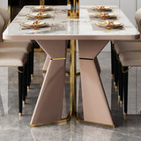 Glam Style Eetkamertafel Stenen Rechthoekige Eettafel in Wit