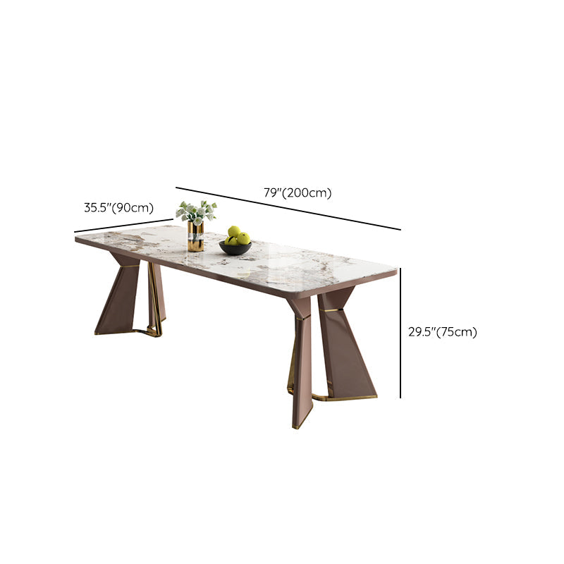 Glam Style Eetkamertafel Stenen Rechthoekige Eettafel in Wit