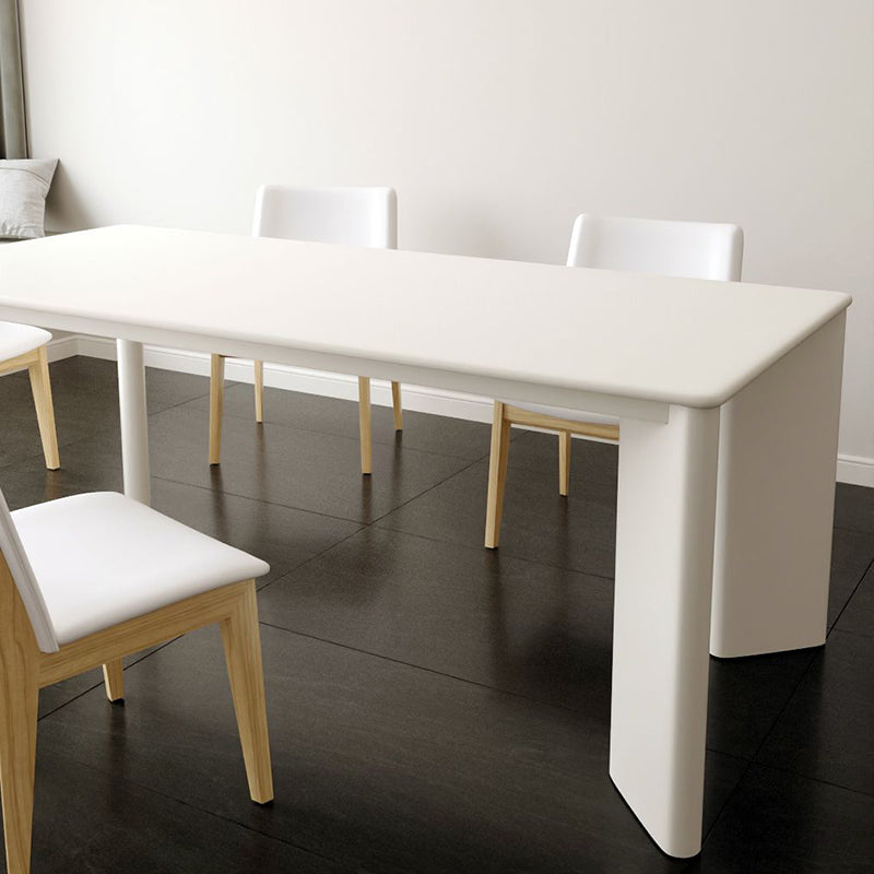 White Solid Wood Dining Table Rectangle Modern Dinner Table for Dining Room