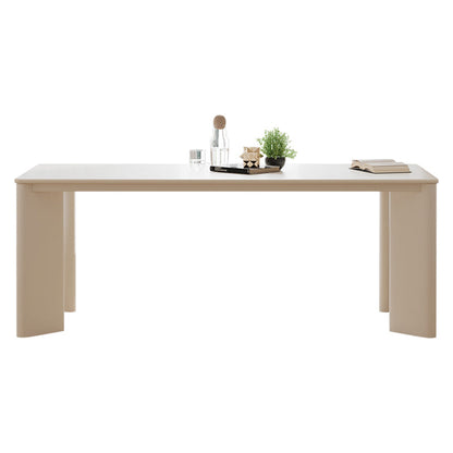 White Solid Wood Dining Table Rectangle Modern Dinner Table for Dining Room