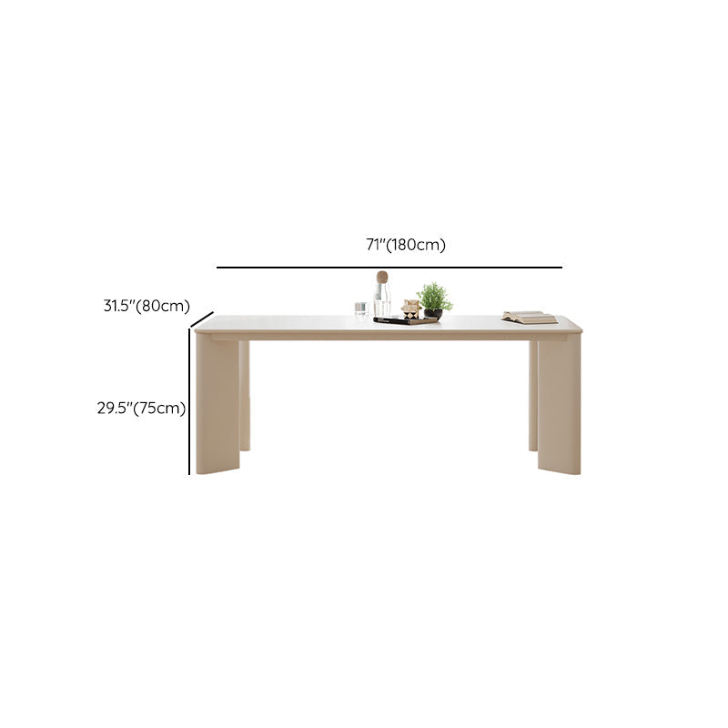 White Solid Wood Dining Table Rectangle Modern Dinner Table for Dining Room