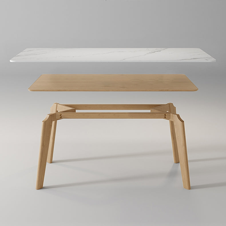 Sintered Stone Dining Table Wooden Base Dinner Table for Dining Room Clearhalo 'Dining Tables & Seating' 'Dining Tables' 'dining_table' 'furn' 'furn_dining_table' 'Furniture' 'Kitchen & Dining Furniture' 7073550
