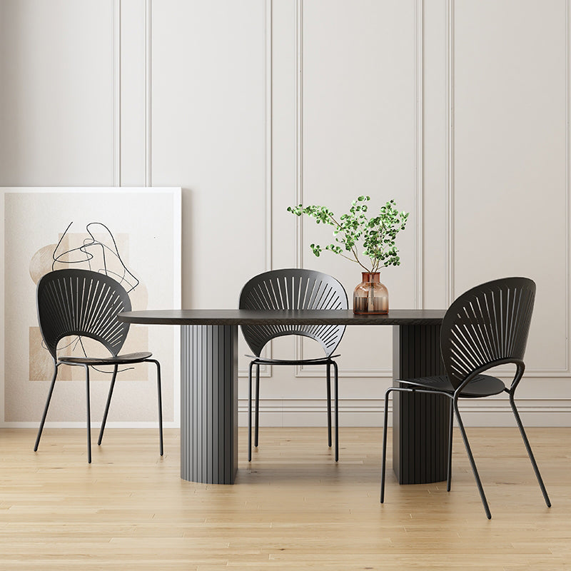 Tavolo da pranzo moderno ovale Tavolo da pranzo in legno nero per sala da pranzo