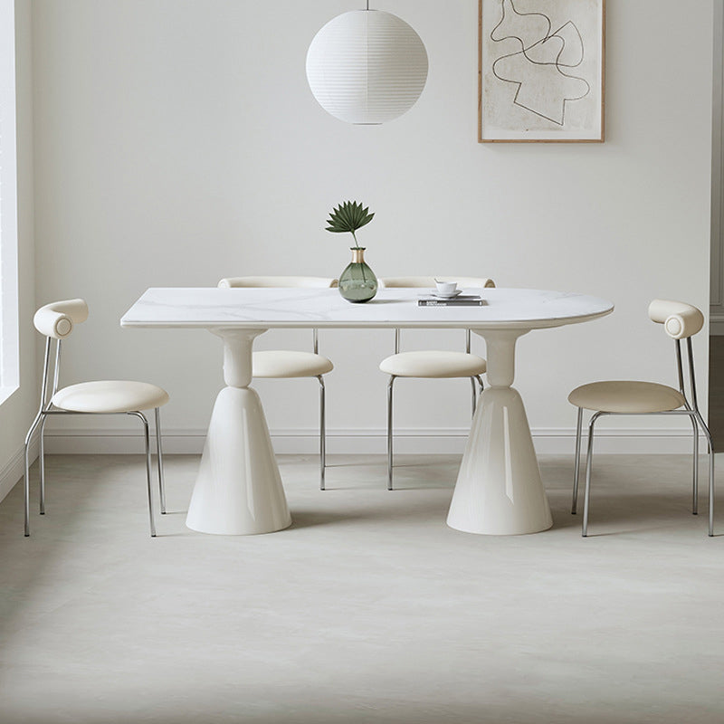 Contemporary Kitchen Dinner Table Double Pedestal Dining Table