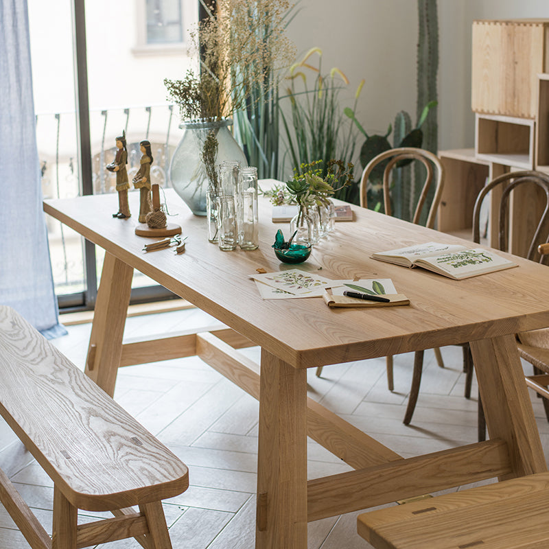 Moderne eettafel rechthoekige houten eettafel voor eetkamer