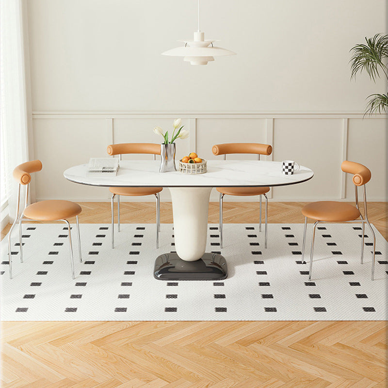Contemporary Kitchen Dinner Table Oval Pedestal Dining Table Clearhalo 'Dining Tables & Seating' 'Dining Tables' 'dining_table' 'furn' 'furn_dining_table' 'Furniture' 'Kitchen & Dining Furniture' 7073616
