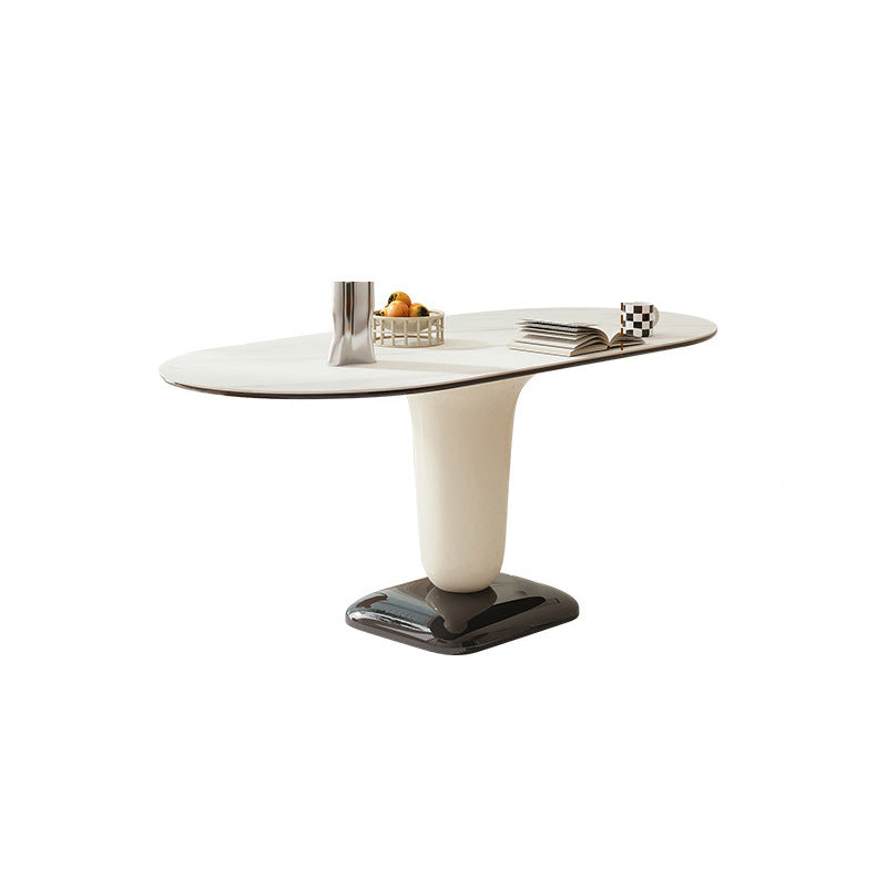 Contemporary Kitchen Dinner Table Oval Pedestal Dining Table Without Chairs Clearhalo 'Dining Tables & Seating' 'Dining Tables' 'dining_table' 'furn' 'furn_dining_table' 'Furniture' 'Kitchen & Dining Furniture' 7073620