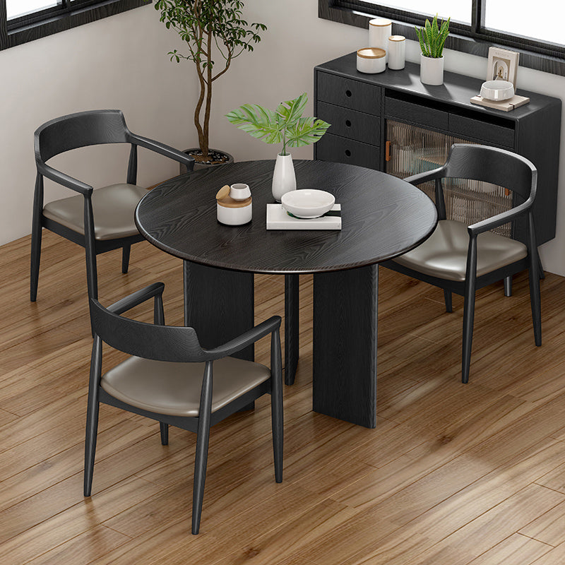 Table à manger ronde moderne Table de dîner noire en bois pour salle à manger