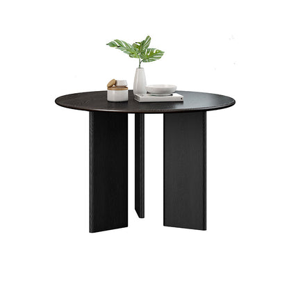 Table à manger ronde moderne Table de dîner noire en bois pour salle à manger
