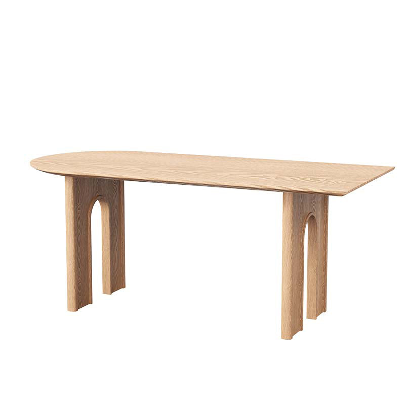 Mesa de comedor de madera moderna, mesa de comedor con pedestal doble para comedor