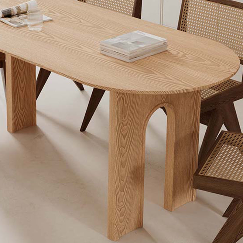 Mesa de comedor de madera moderna, mesa de comedor con pedestal doble para comedor