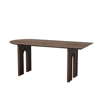 Mesa de comedor de madera moderna, mesa de comedor con pedestal doble para comedor