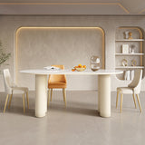 Contemporary Kitchen Dinner Table Oval Double Pedestal Dining Table Clearhalo 'Dining Tables & Seating' 'Dining Tables' 'dining_table' 'furn' 'furn_dining_table' 'Furniture' 'Kitchen & Dining Furniture' 7073776