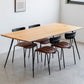 Solid Wood Dining Table Rectangle Metal Base Dinner Table for Dining Room