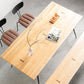 Solid Wood Dining Table Rectangle Metal Base Dinner Table for Dining Room