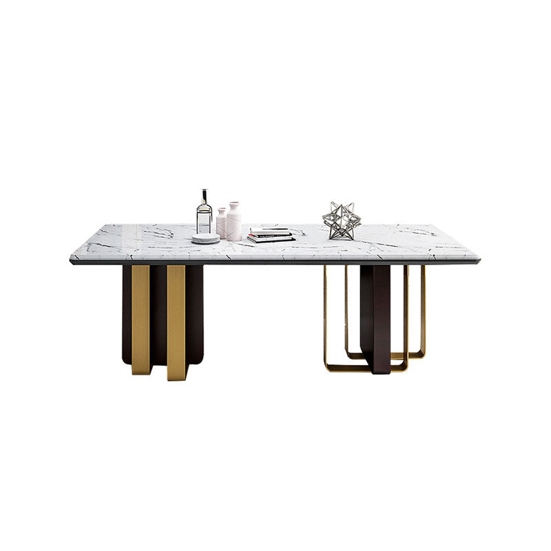 Faux Marble Dining Table Rectangle Dinner Table for Dining Room Without Chairs Clearhalo 'Dining Tables & Seating' 'Dining Tables' 'dining_table' 'furn' 'furn_dining_table' 'Furniture' 'Kitchen & Dining Furniture' 7073823