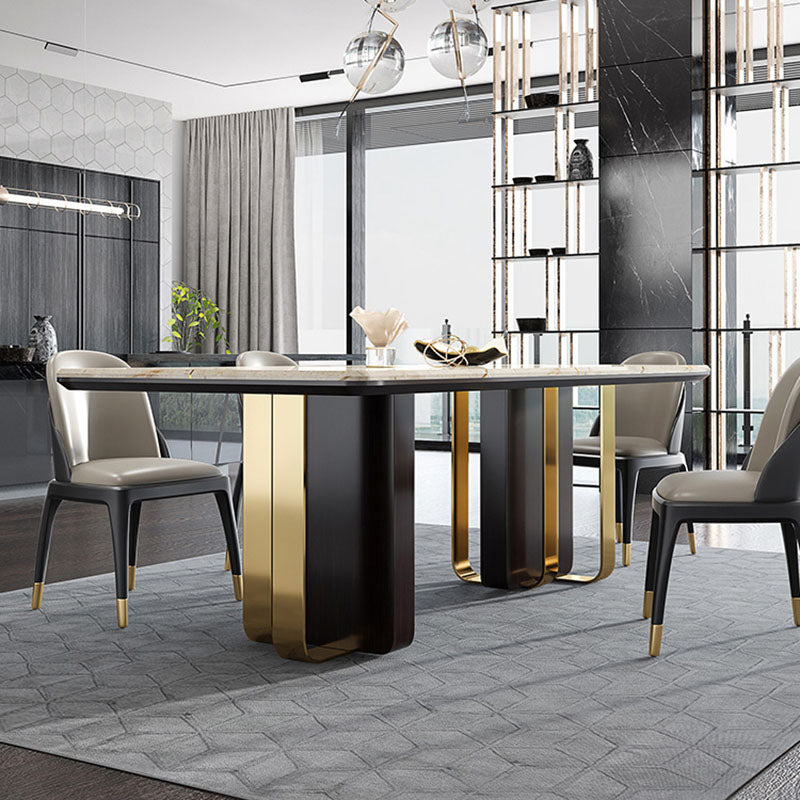 Faux Marble Dining Table Rectangle Dinner Table for Dining Room Clearhalo 'Dining Tables & Seating' 'Dining Tables' 'dining_table' 'furn' 'furn_dining_table' 'Furniture' 'Kitchen & Dining Furniture' 7073825