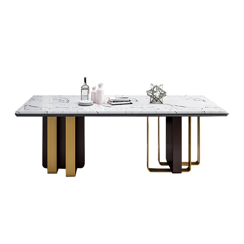 Faux Marble Dining Table Rectangle Dinner Table for Dining Room Clearhalo 'Dining Tables & Seating' 'Dining Tables' 'dining_table' 'furn' 'furn_dining_table' 'Furniture' 'Kitchen & Dining Furniture' 7073827