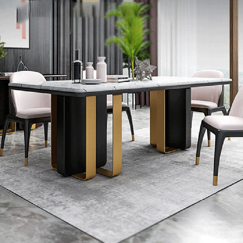 Faux Marble Dining Table Rectangle Dinner Table for Dining Room Clearhalo 'Dining Tables & Seating' 'Dining Tables' 'dining_table' 'furn' 'furn_dining_table' 'Furniture' 'Kitchen & Dining Furniture' 7073829