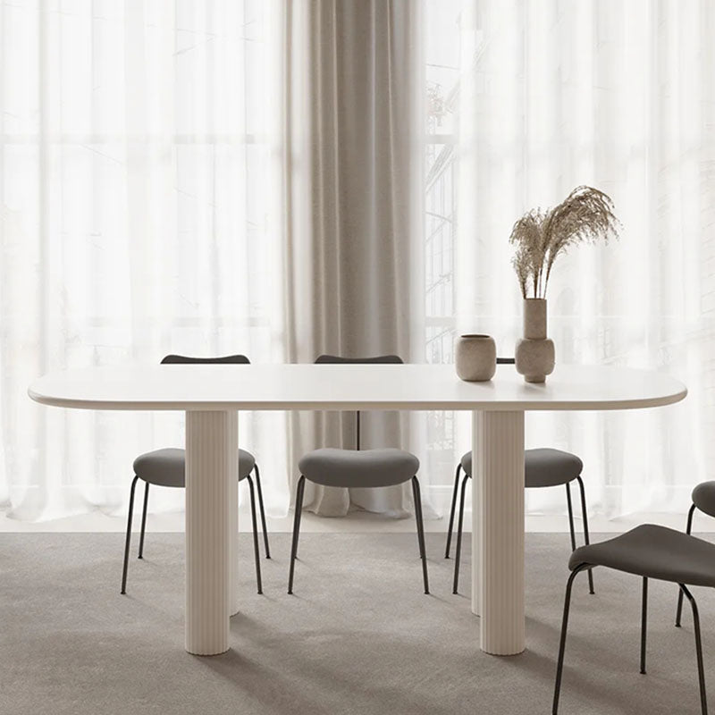 Modern White Dining Table Solid Wood Dinner Table for Dining Room