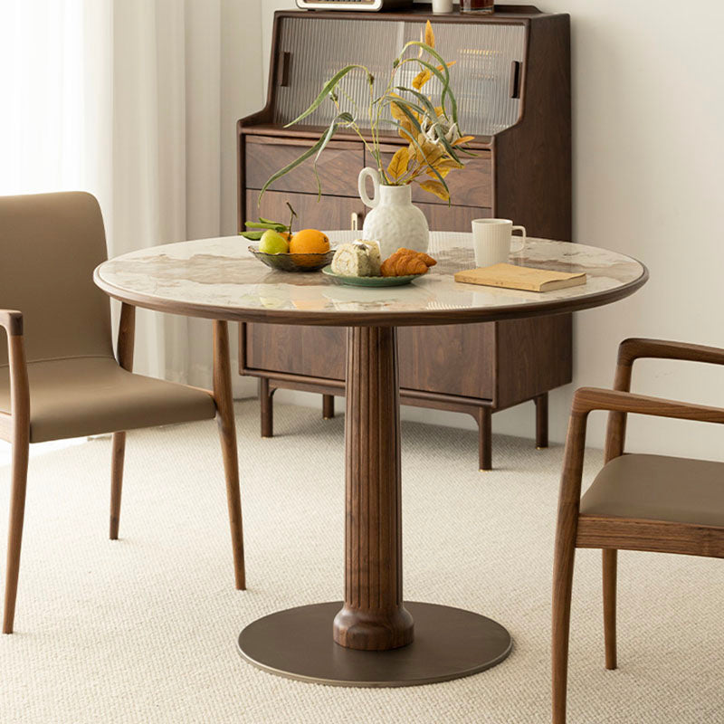 Modern Round Dining Table Wooden Base Dinner Table for Dining Room Clearhalo 'Dining Tables & Seating' 'Dining Tables' 'dining_table' 'furn' 'furn_dining_table' 'Furniture' 'Kitchen & Dining Furniture' 7073926
