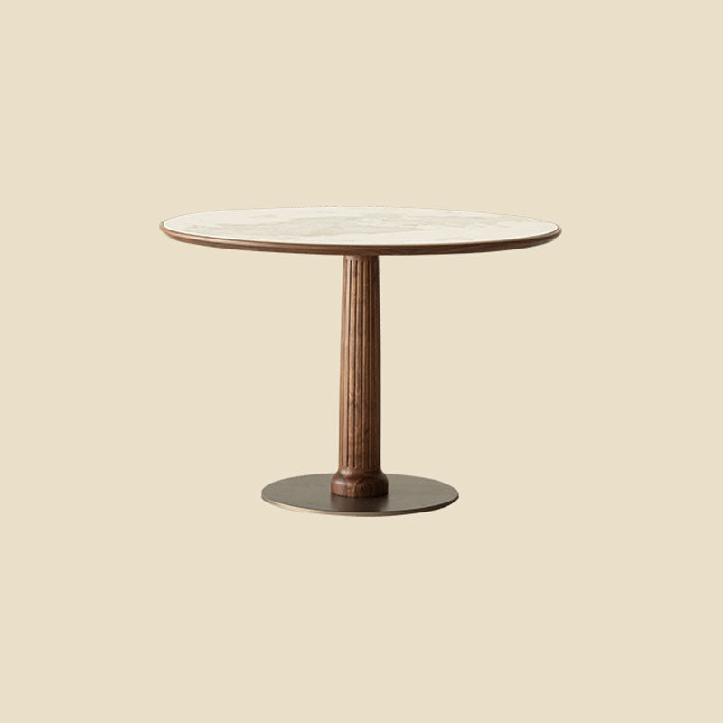 Modern Round Dining Table Wooden Base Dinner Table for Dining Room White Without Chairs Clearhalo 'Dining Tables & Seating' 'Dining Tables' 'dining_table' 'furn' 'furn_dining_table' 'Furniture' 'Kitchen & Dining Furniture' 7073927