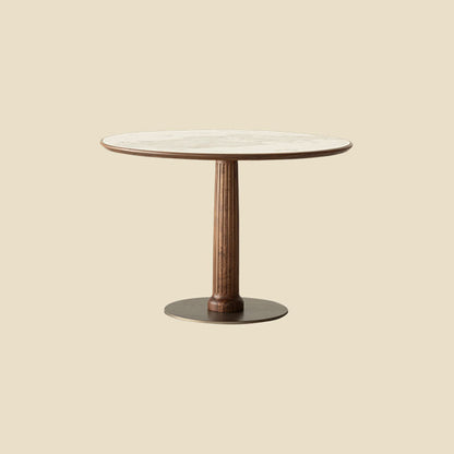 Modern Round Dining Table Wooden Base Dinner Table for Dining Room White Without Chairs Clearhalo 'Dining Tables & Seating' 'Dining Tables' 'dining_table' 'furn' 'furn_dining_table' 'Furniture' 'Kitchen & Dining Furniture' 7073927