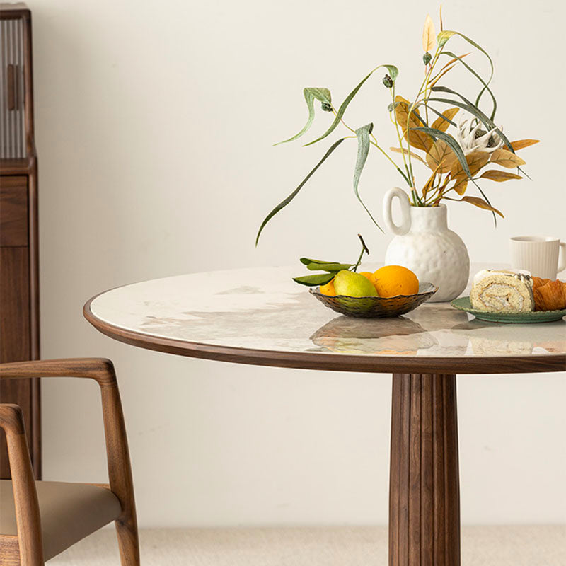 Modern Round Dining Table Wooden Base Dinner Table for Dining Room Clearhalo 'Dining Tables & Seating' 'Dining Tables' 'dining_table' 'furn' 'furn_dining_table' 'Furniture' 'Kitchen & Dining Furniture' 7073933