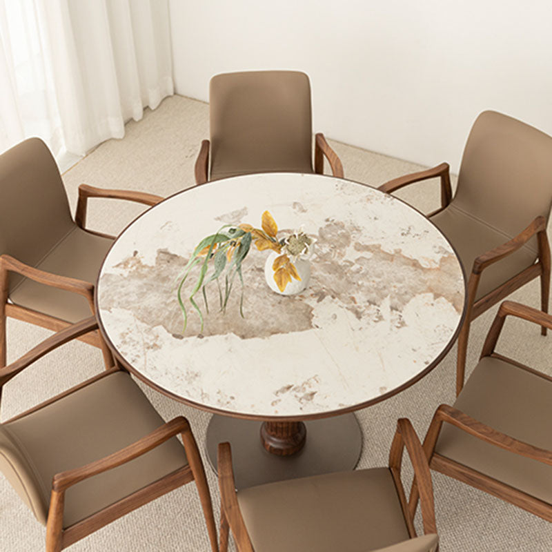 Modern Round Dining Table Wooden Base Dinner Table for Dining Room Clearhalo 'Dining Tables & Seating' 'Dining Tables' 'dining_table' 'furn' 'furn_dining_table' 'Furniture' 'Kitchen & Dining Furniture' 7073937