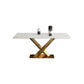 Luxury Dining Room Dinner Table Stone Rectangle Pedestal Dining Table Gold Without Chairs Clearhalo 'Dining Tables & Seating' 'Dining Tables' 'dining_table' 'furn' 'furn_dining_table' 'Furniture' 'Kitchen & Dining Furniture' 7074022