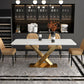 Luxury Dining Room Dinner Table Stone Rectangle Pedestal Dining Table Clearhalo 'Dining Tables & Seating' 'Dining Tables' 'dining_table' 'furn' 'furn_dining_table' 'Furniture' 'Kitchen & Dining Furniture' 7074025