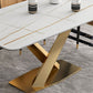 Luxury Dining Room Dinner Table Stone Rectangle Pedestal Dining Table Clearhalo 'Dining Tables & Seating' 'Dining Tables' 'dining_table' 'furn' 'furn_dining_table' 'Furniture' 'Kitchen & Dining Furniture' 7074028