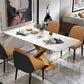 Luxury Dining Room Dinner Table Stone Rectangle Pedestal Dining Table Clearhalo 'Dining Tables & Seating' 'Dining Tables' 'dining_table' 'furn' 'furn_dining_table' 'Furniture' 'Kitchen & Dining Furniture' 7074031