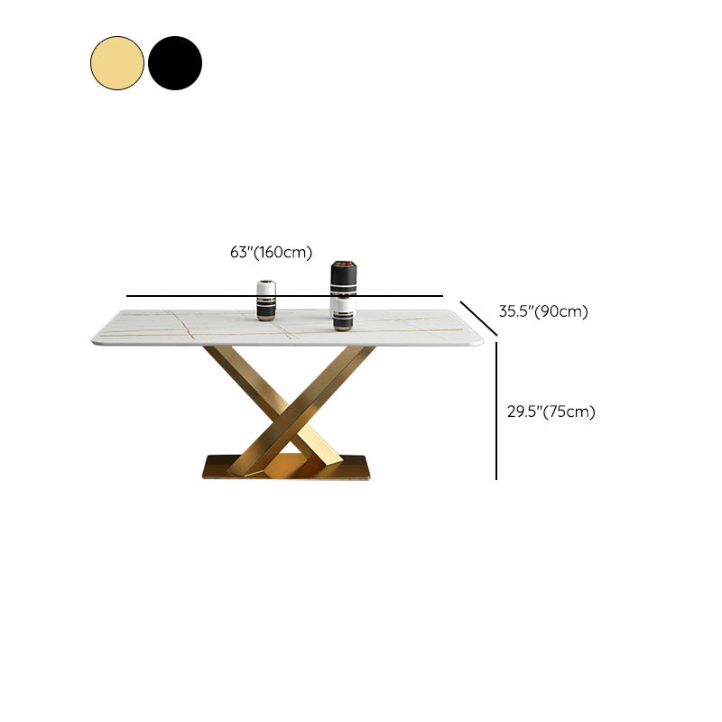 Luxury Dining Room Dinner Table Stone Rectangle Pedestal Dining Table Clearhalo 'Dining Tables & Seating' 'Dining Tables' 'dining_table' 'furn' 'furn_dining_table' 'Furniture' 'Kitchen & Dining Furniture' 7074037