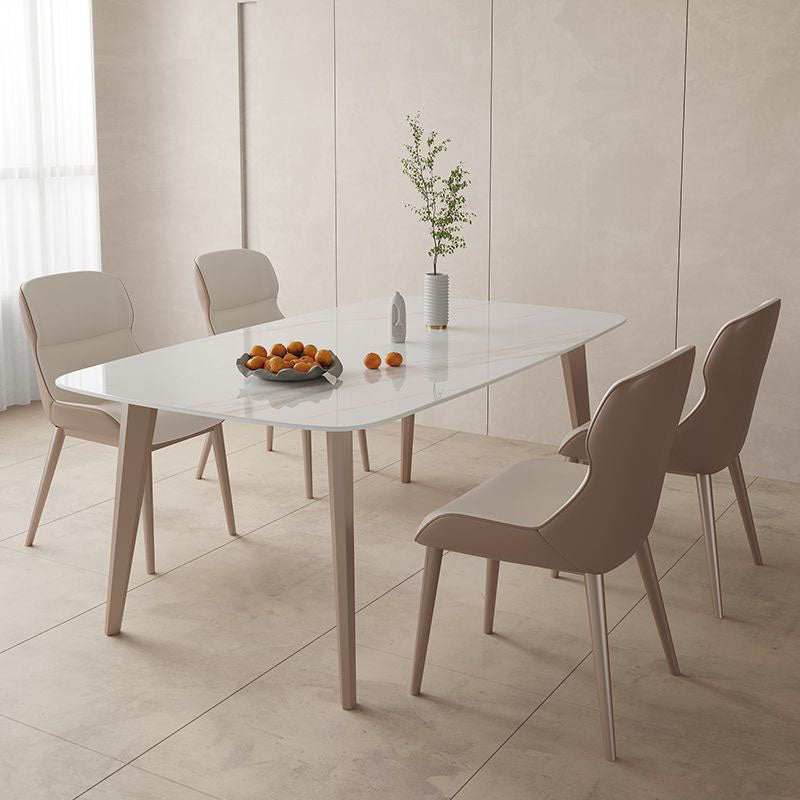 Kitchen Luxury Dinner Table Stone Rectangle 4 Legs Dining Table Clearhalo 'Dining Tables & Seating' 'Dining Tables' 'dining_table' 'furn' 'furn_dining_table' 'Furniture' 'Kitchen & Dining Furniture' 7074040